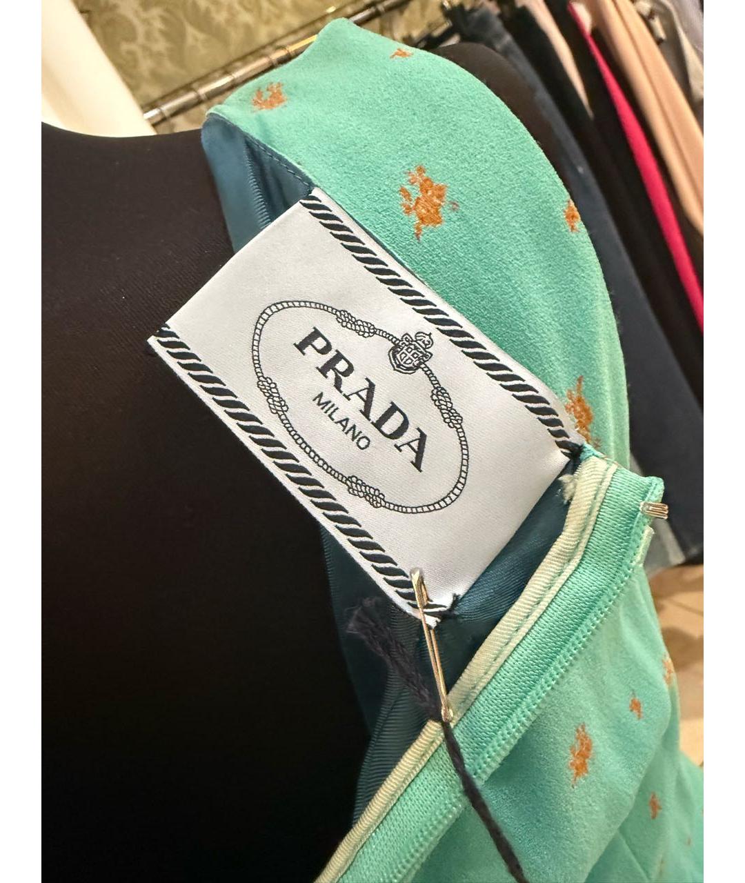 PRADA Бирюзовое креповое платье, фото 3