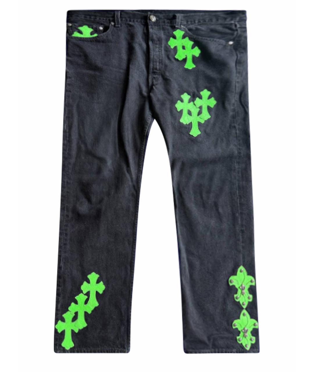 CHROME HEARTS Антрацитовые хлопковые прямые джинсы, фото 1