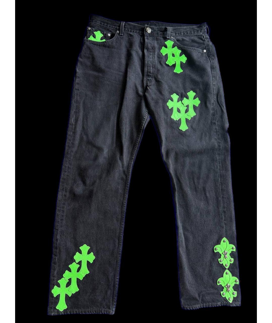 CHROME HEARTS Антрацитовые хлопковые прямые джинсы, фото 2