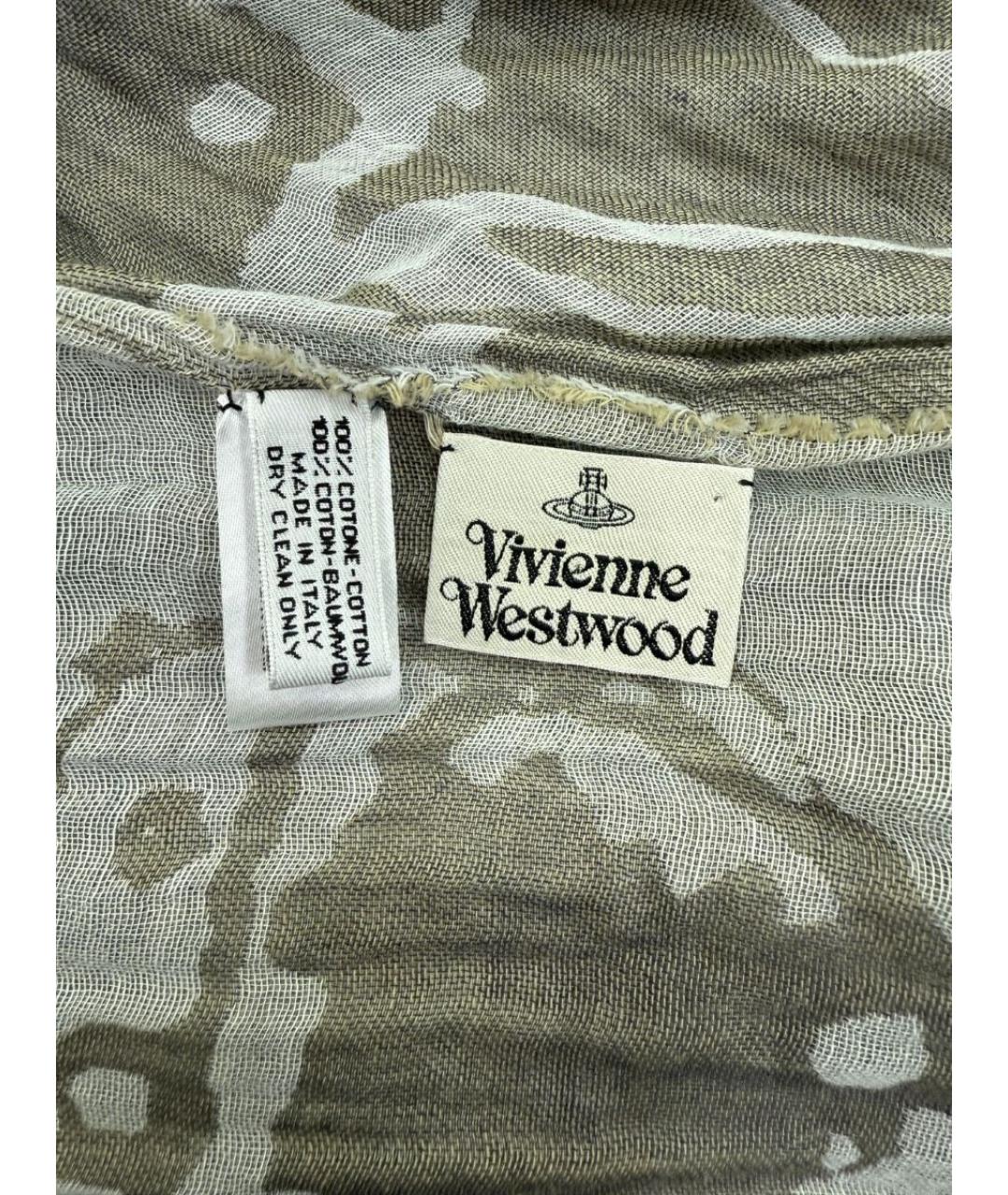 VIVIENNE WESTWOOD Серый хлопковый шарф, фото 3
