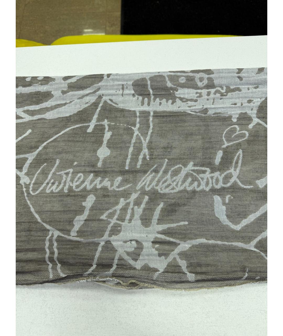 VIVIENNE WESTWOOD Серый хлопковый шарф, фото 2