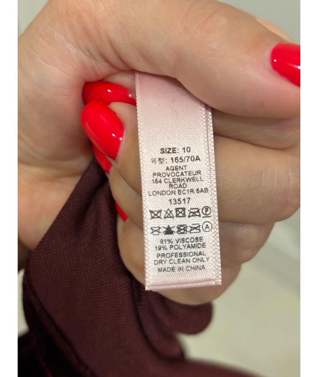 AGENT PROVOCATEUR Бордовое велюровое коктейльное платье, фото 7