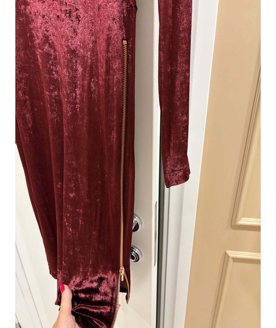 AGENT PROVOCATEUR Бордовое велюровое коктейльное платье, фото 2