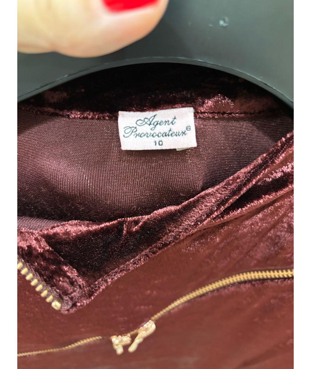 AGENT PROVOCATEUR Бордовое велюровое коктейльное платье, фото 6