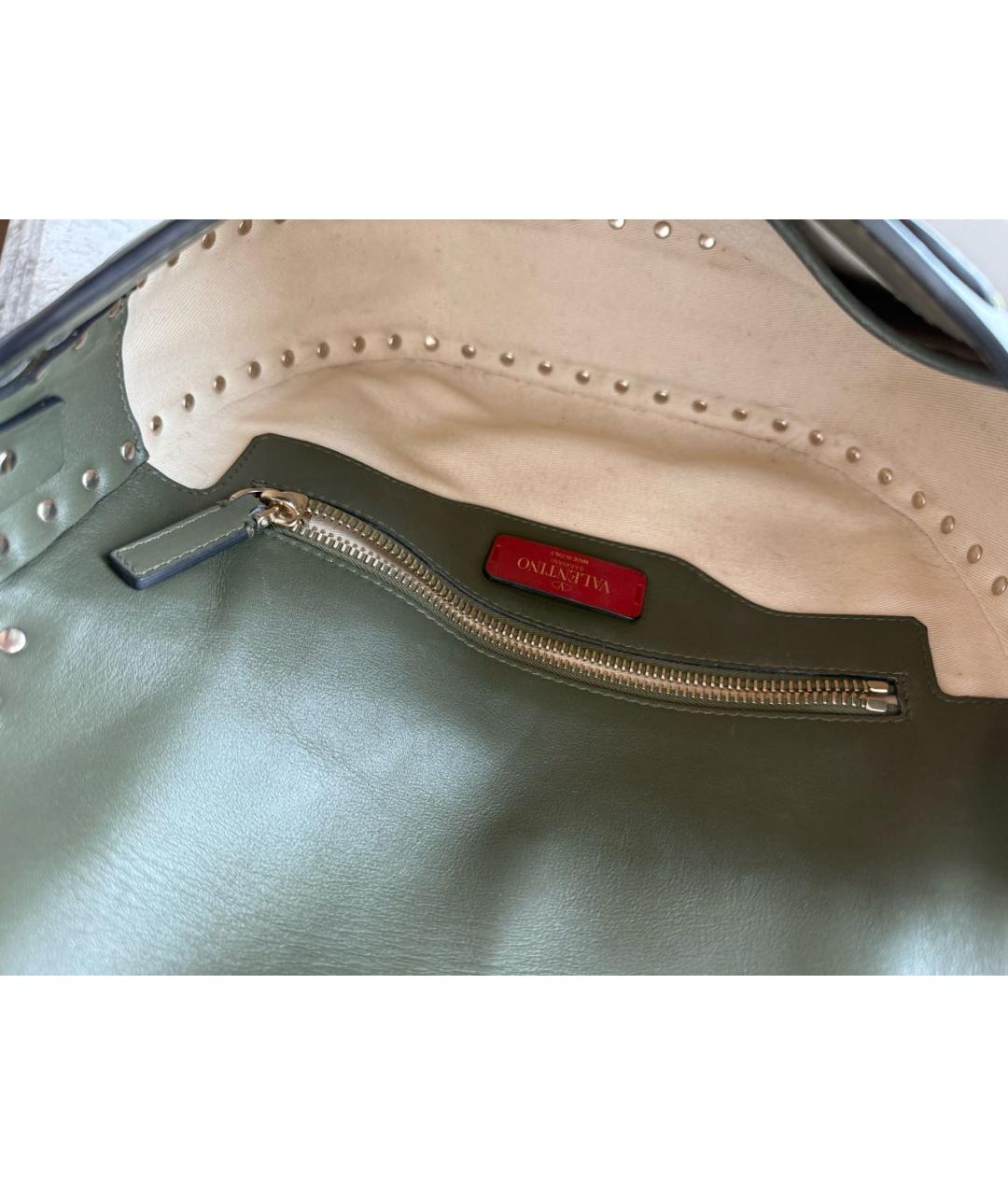VALENTINO Хаки кожаная сумка через плечо, фото 4