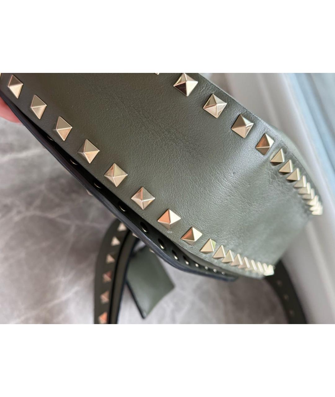 VALENTINO Хаки кожаная сумка через плечо, фото 5