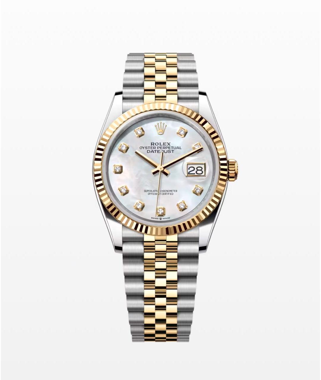 ROLEX Белые часы из желтого золота, фото 3