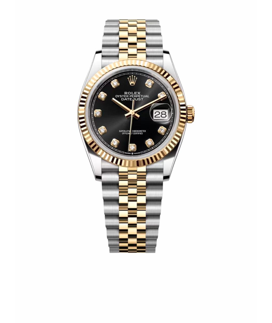 ROLEX Черные часы из желтого золота, фото 1
