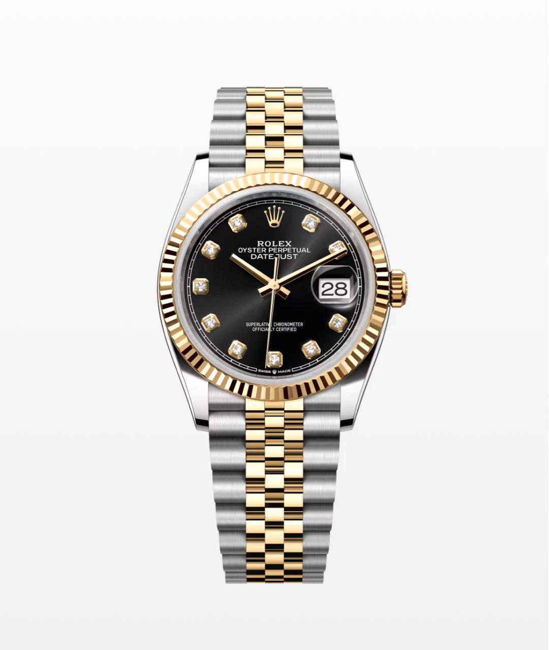 ROLEX Черные часы из желтого золота, фото 3