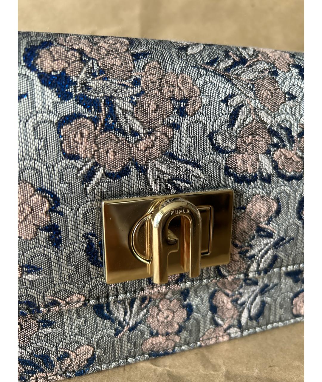 FURLA Серебряная жаккардовая сумка через плечо, фото 7