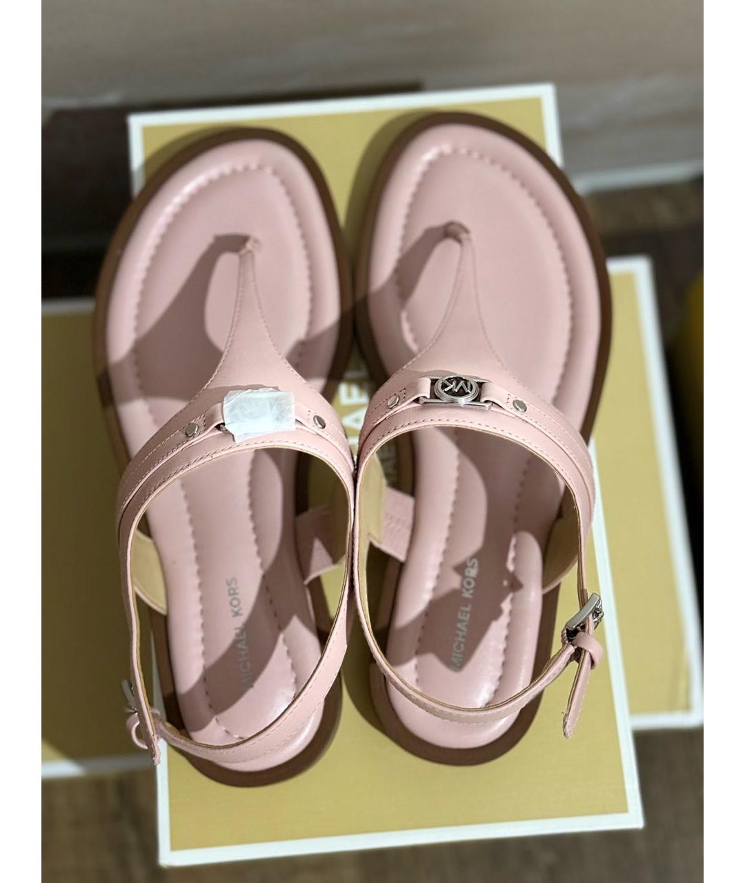 MICHAEL MICHAEL KORS Розовые кожаные босоножки, фото 3