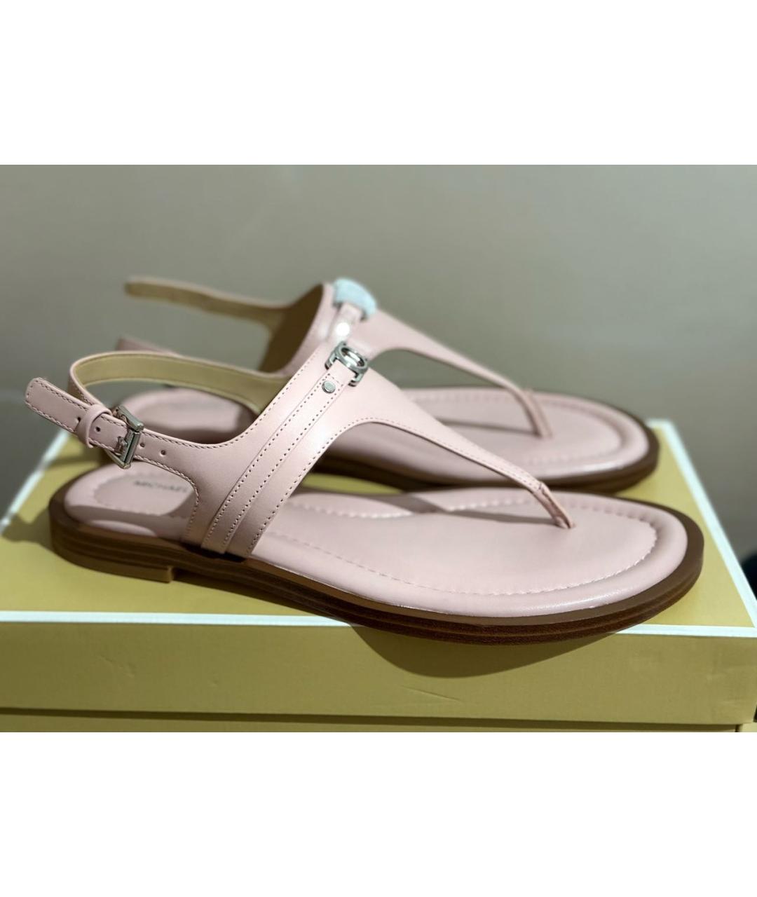 MICHAEL MICHAEL KORS Розовые кожаные босоножки, фото 5
