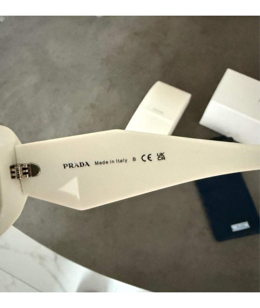 PRADA Белые пластиковые солнцезащитные очки, фото 4