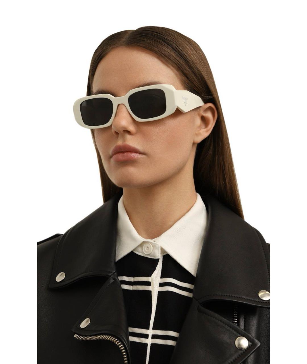 PRADA Белые пластиковые солнцезащитные очки, фото 7