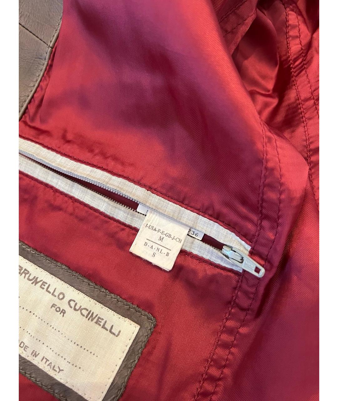 BRUNELLO CUCINELLI Коричневая кожаная куртка, фото 4
