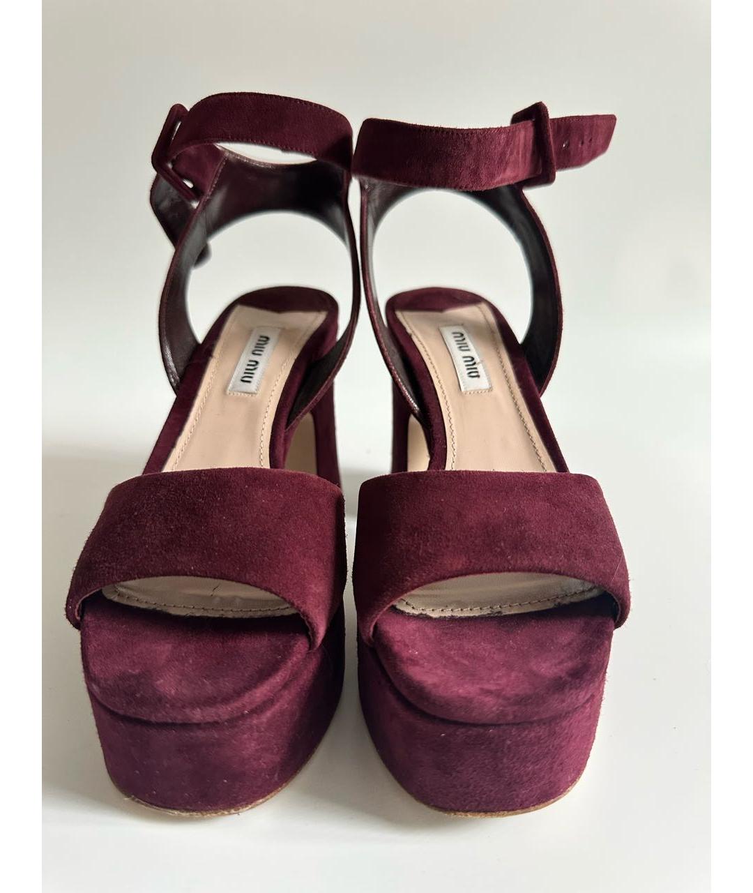 MIU MIU Бордовые босоножки, фото 5