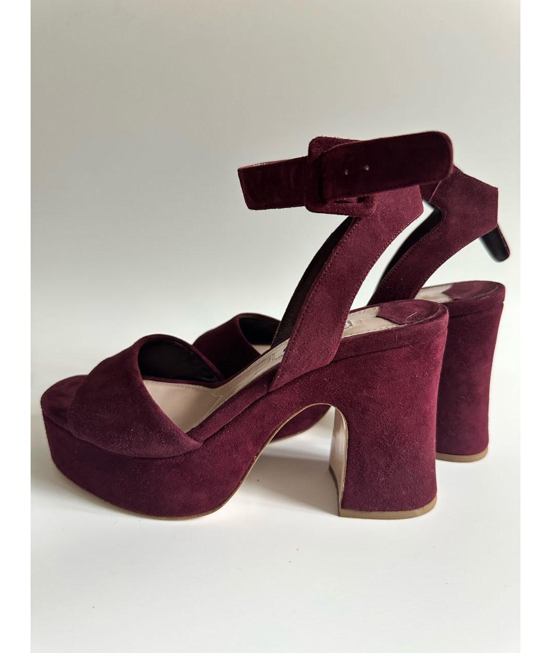 MIU MIU Бордовые босоножки, фото 4