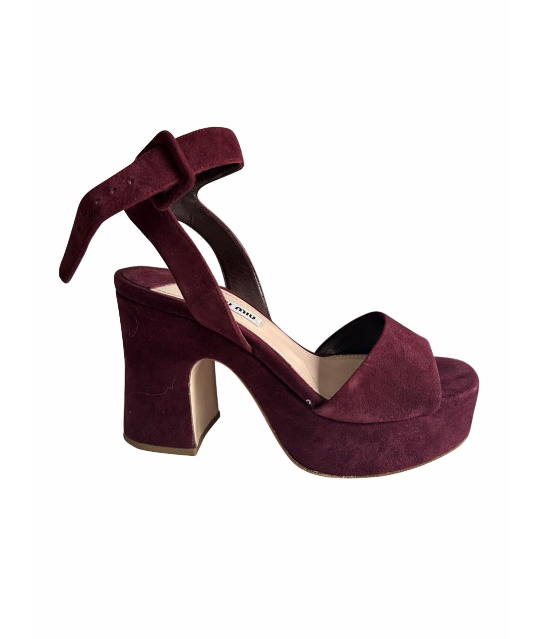 MIU MIU Бордовые босоножки, фото 1