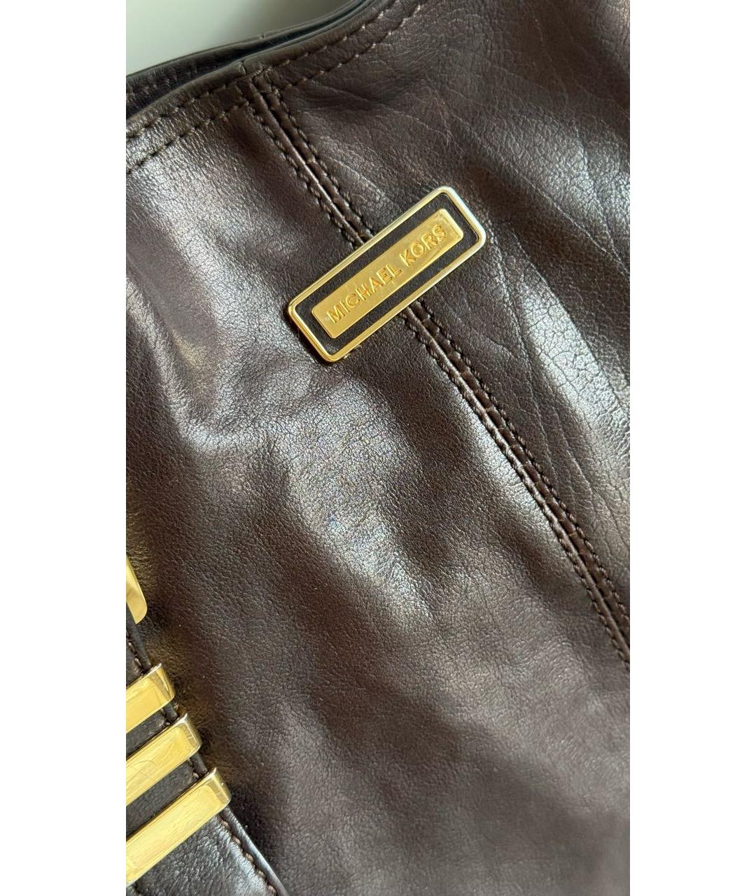 MICHAEL KORS Коричневая кожаная сумка с короткими ручками, фото 2