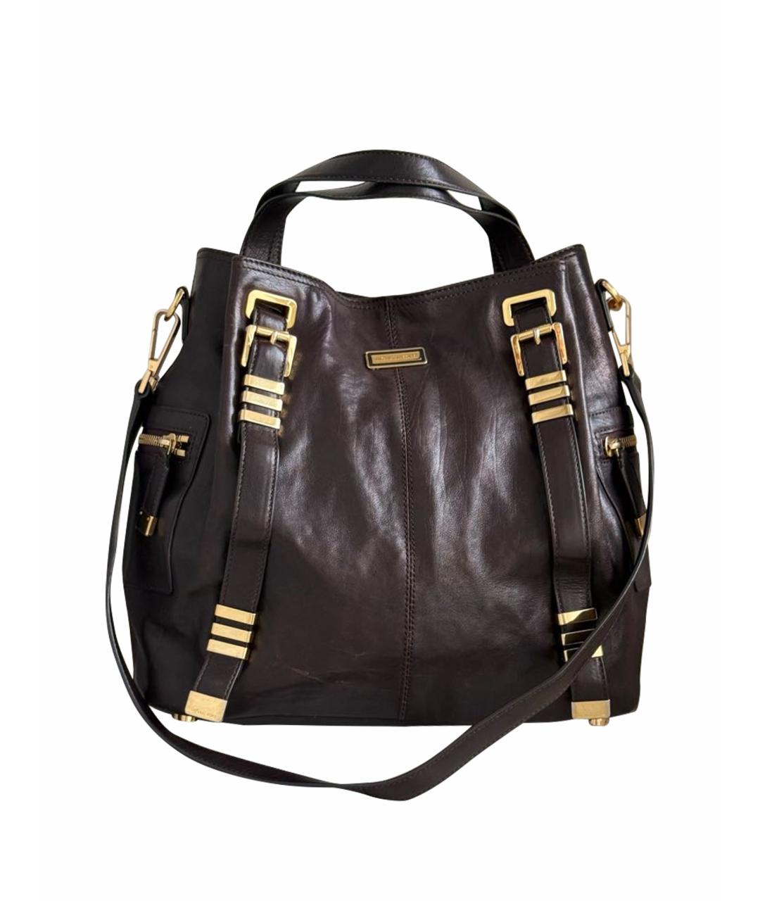 MICHAEL KORS Коричневая кожаная сумка с короткими ручками, фото 1