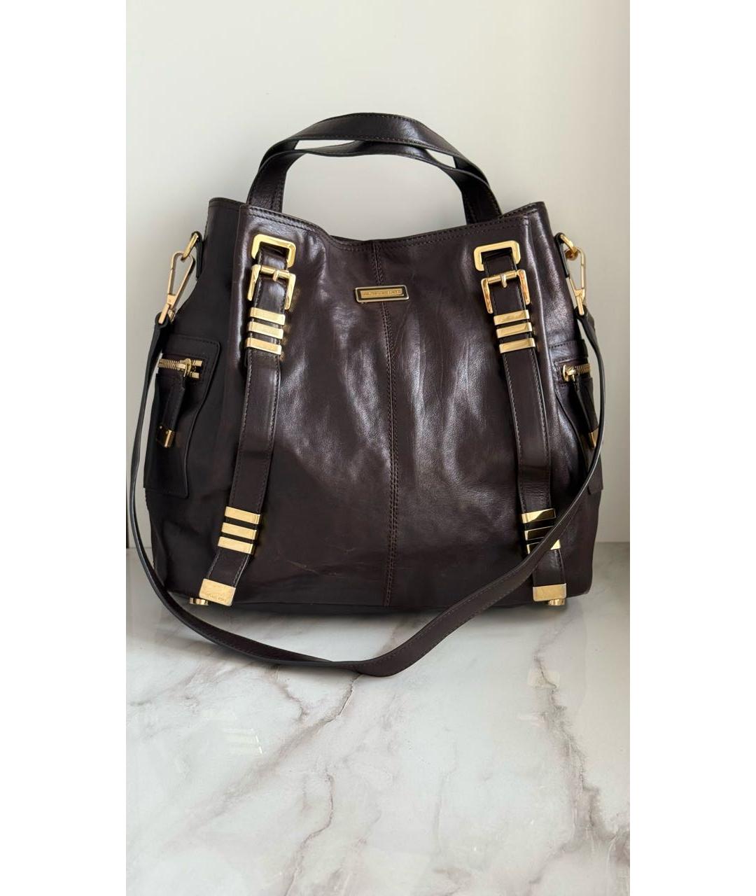 MICHAEL KORS Коричневая кожаная сумка с короткими ручками, фото 7