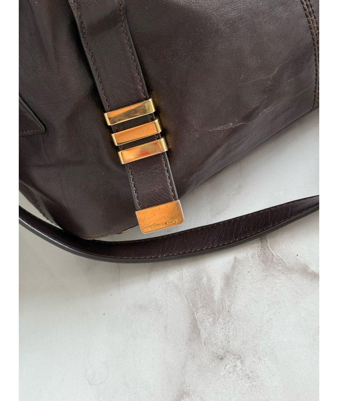 MICHAEL KORS Коричневая кожаная сумка с короткими ручками, фото 3