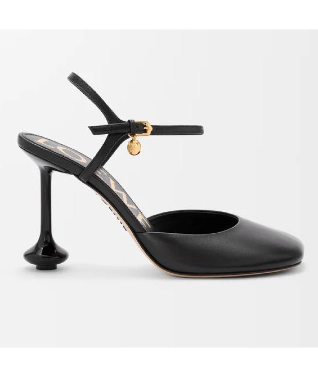 LOEWE Черные кожаные босоножки, фото 6