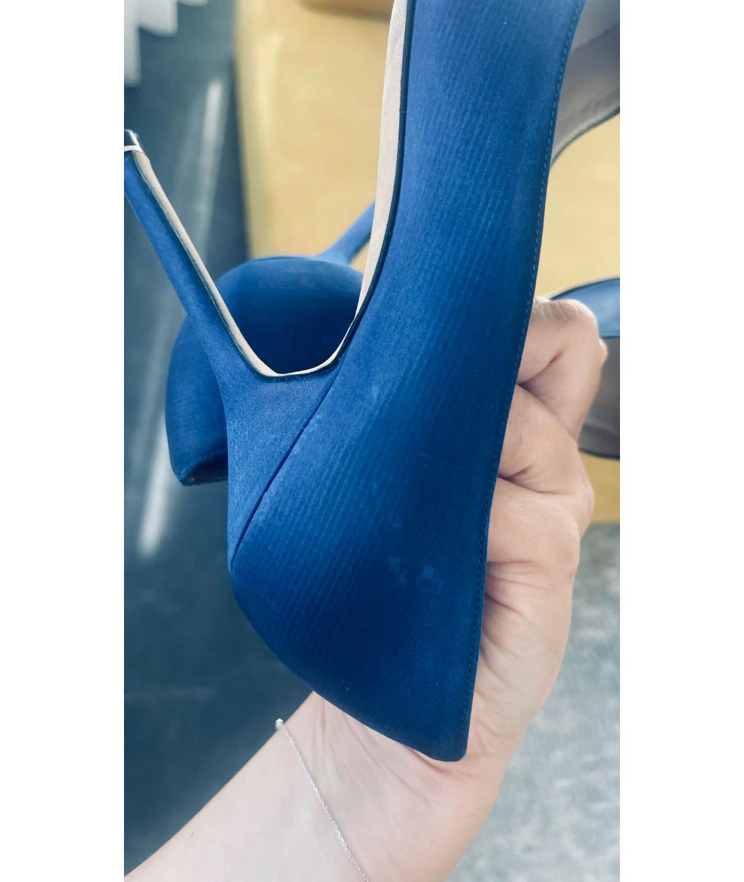MANOLO BLAHNIK Синие текстильные туфли, фото 7