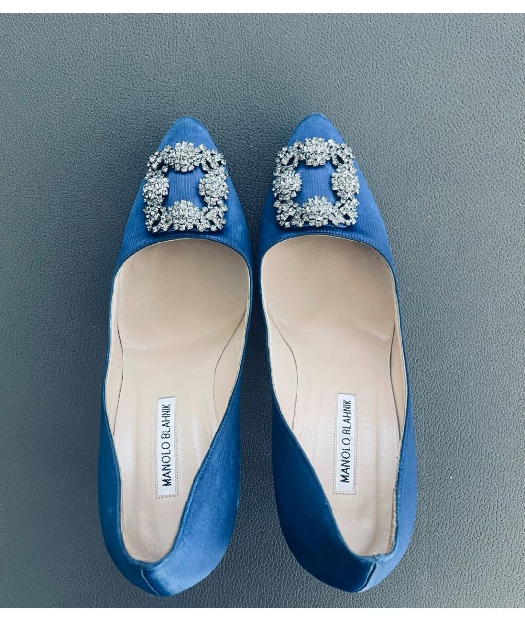 MANOLO BLAHNIK Синие текстильные туфли, фото 3
