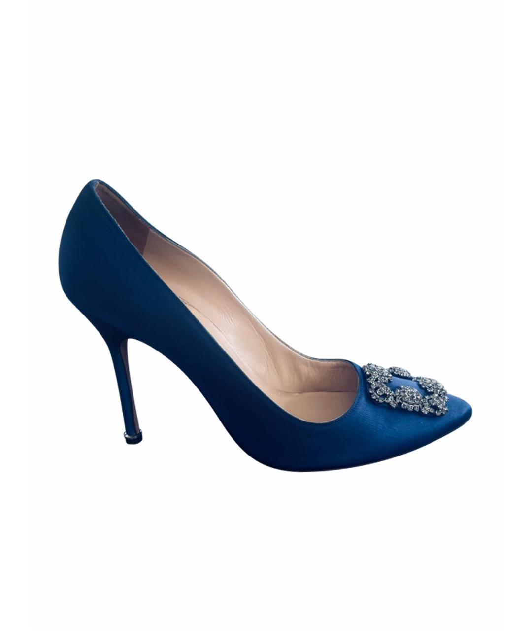 MANOLO BLAHNIK Синие текстильные туфли, фото 1