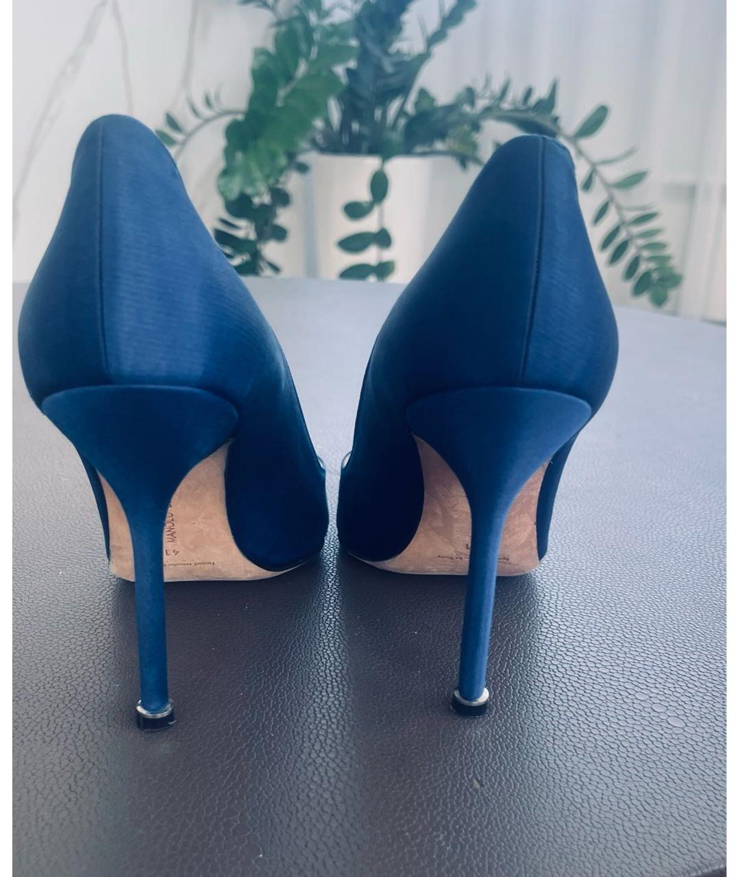 MANOLO BLAHNIK Синие текстильные туфли, фото 4