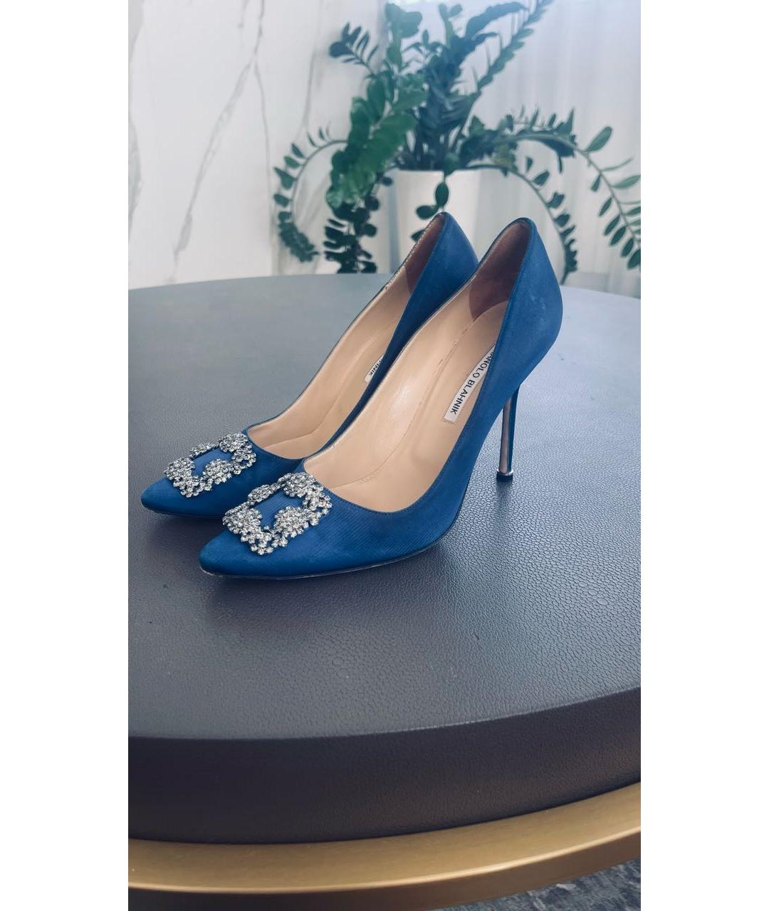 MANOLO BLAHNIK Синие текстильные туфли, фото 5