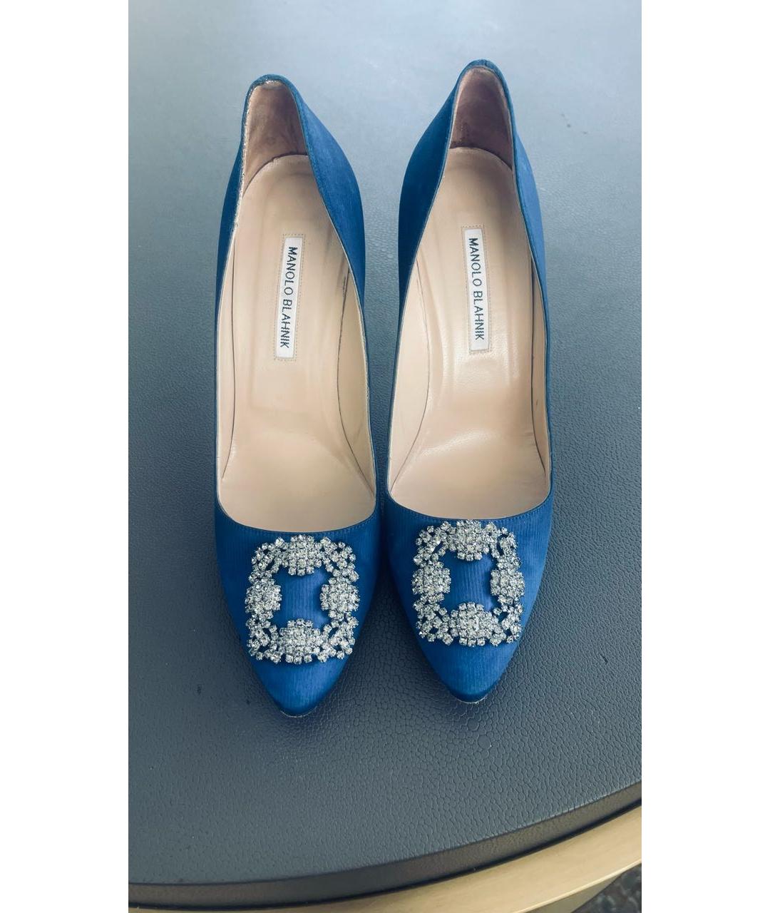 MANOLO BLAHNIK Синие текстильные туфли, фото 2