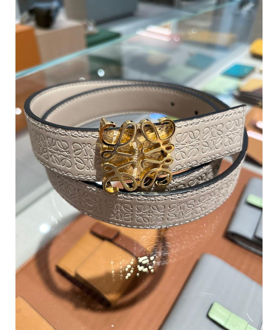 LOEWE Бежевый кожаный ремень, фото 3