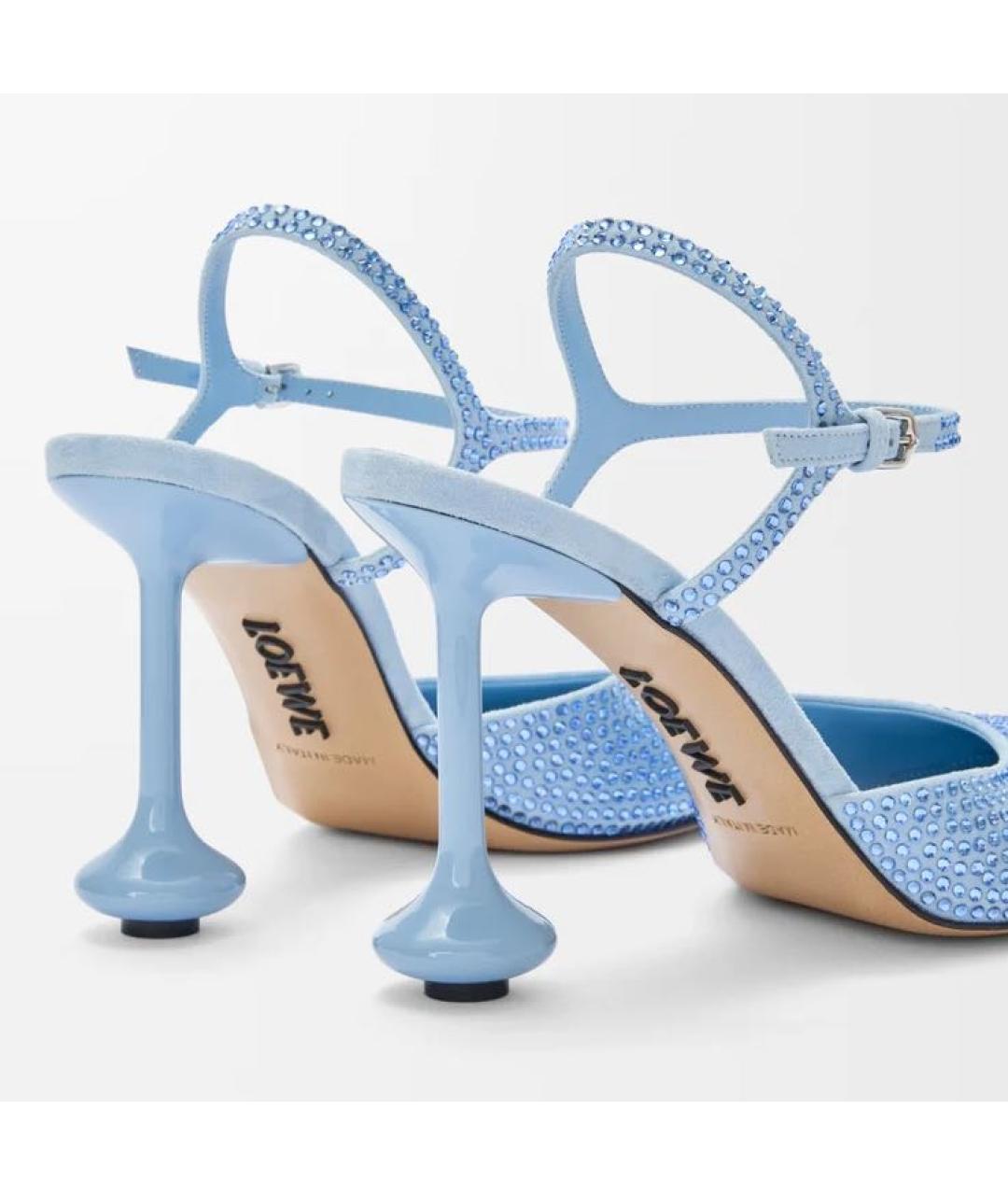 LOEWE Голубые бархатные босоножки, фото 5