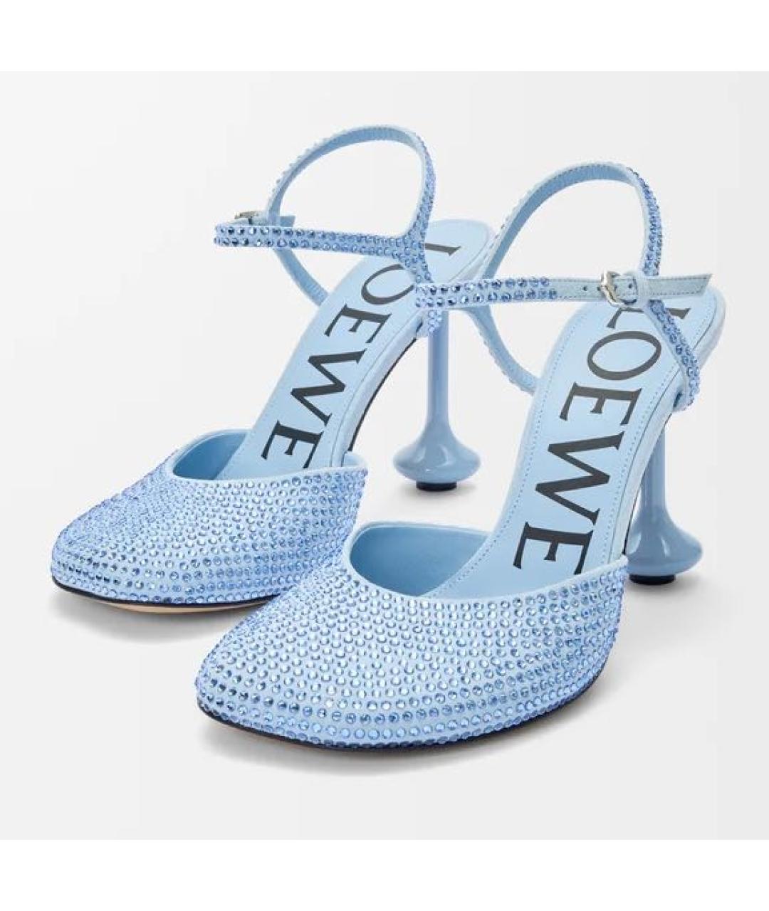 LOEWE Голубые бархатные босоножки, фото 3