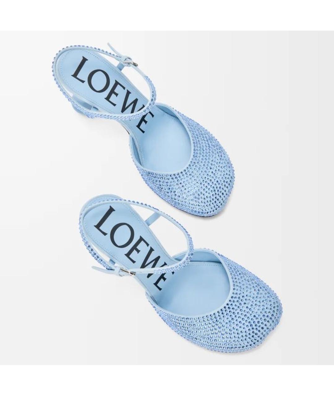LOEWE Голубые бархатные босоножки, фото 4
