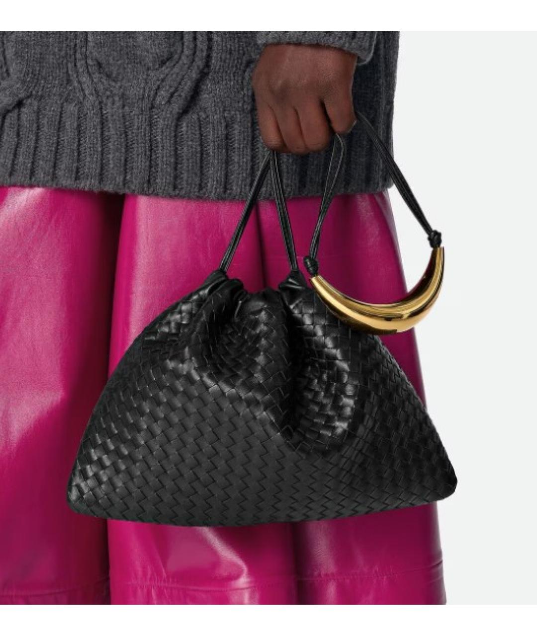 BOTTEGA VENETA Черная кожаная сумка тоут, фото 2