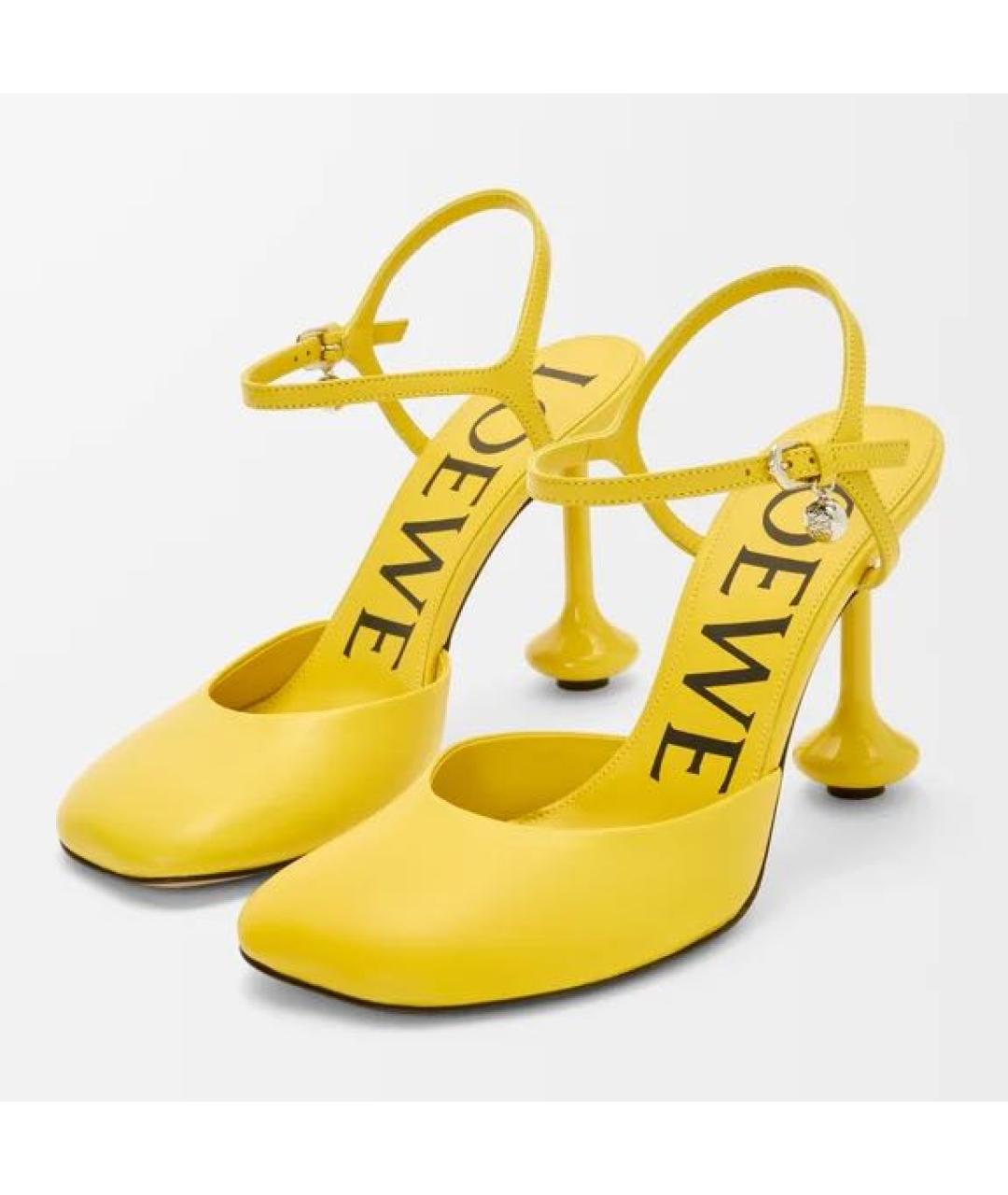 LOEWE Желтые кожаные босоножки, фото 3