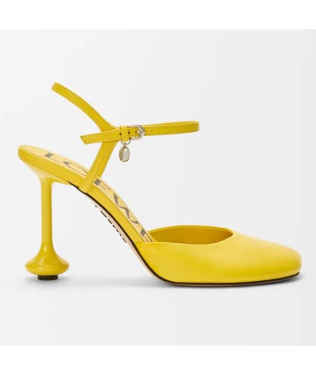 LOEWE Желтые кожаные босоножки, фото 6