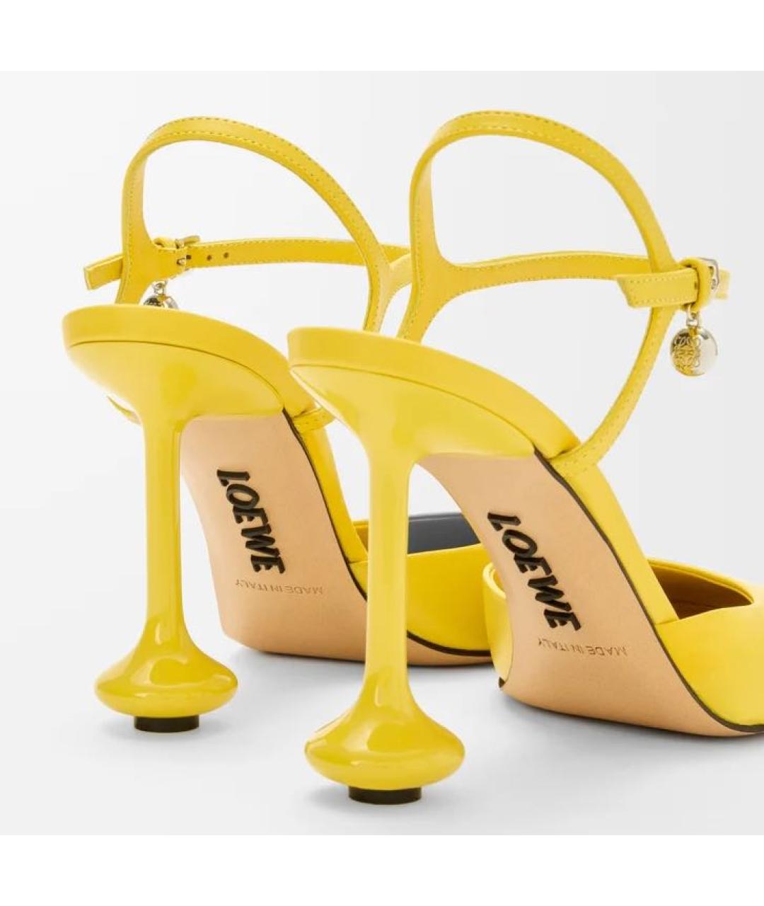 LOEWE Желтые кожаные босоножки, фото 5