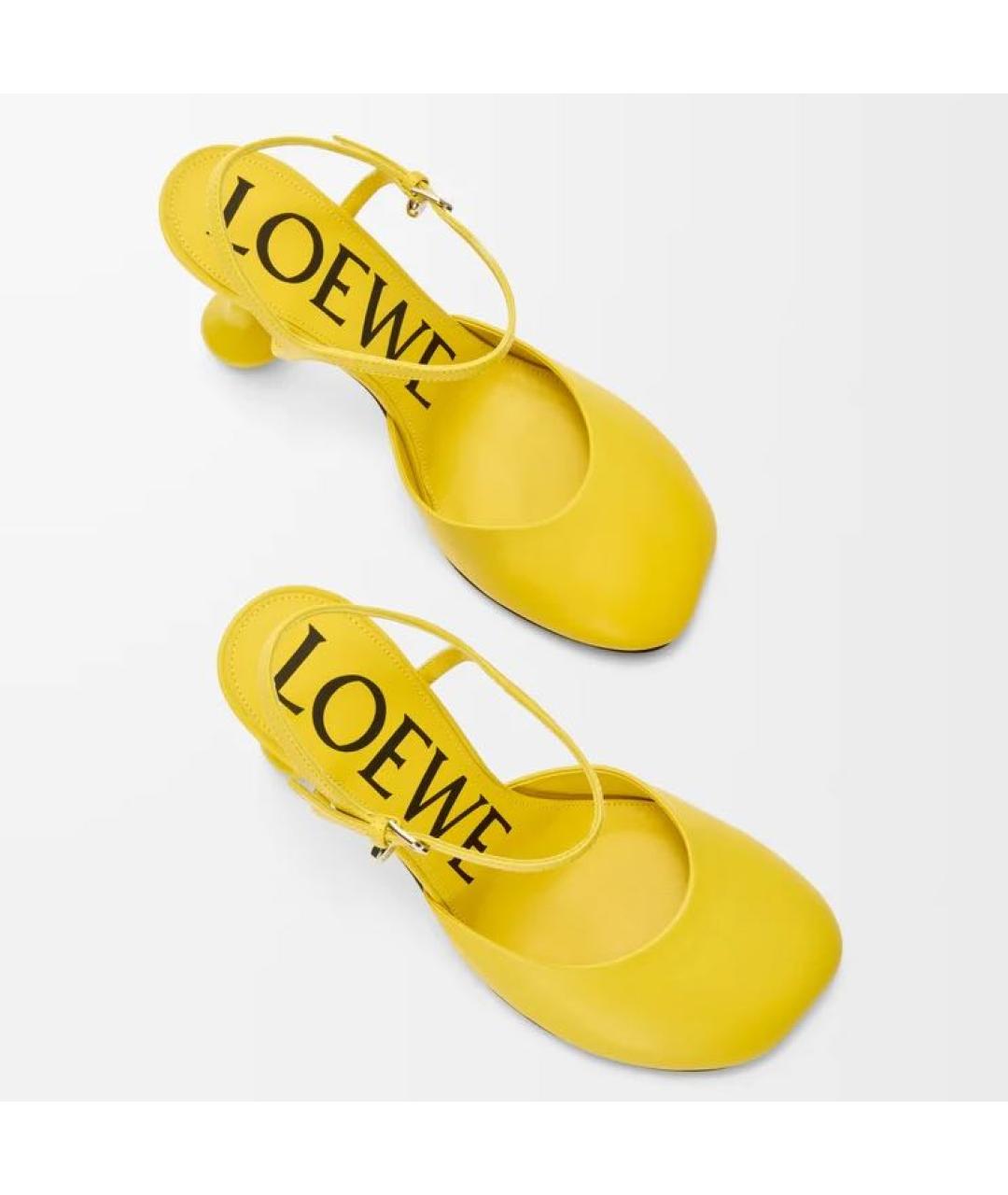 LOEWE Желтые кожаные босоножки, фото 4
