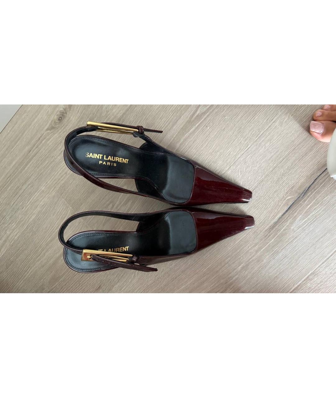 SAINT LAURENT Бордовые туфли из лакированной кожи, фото 2