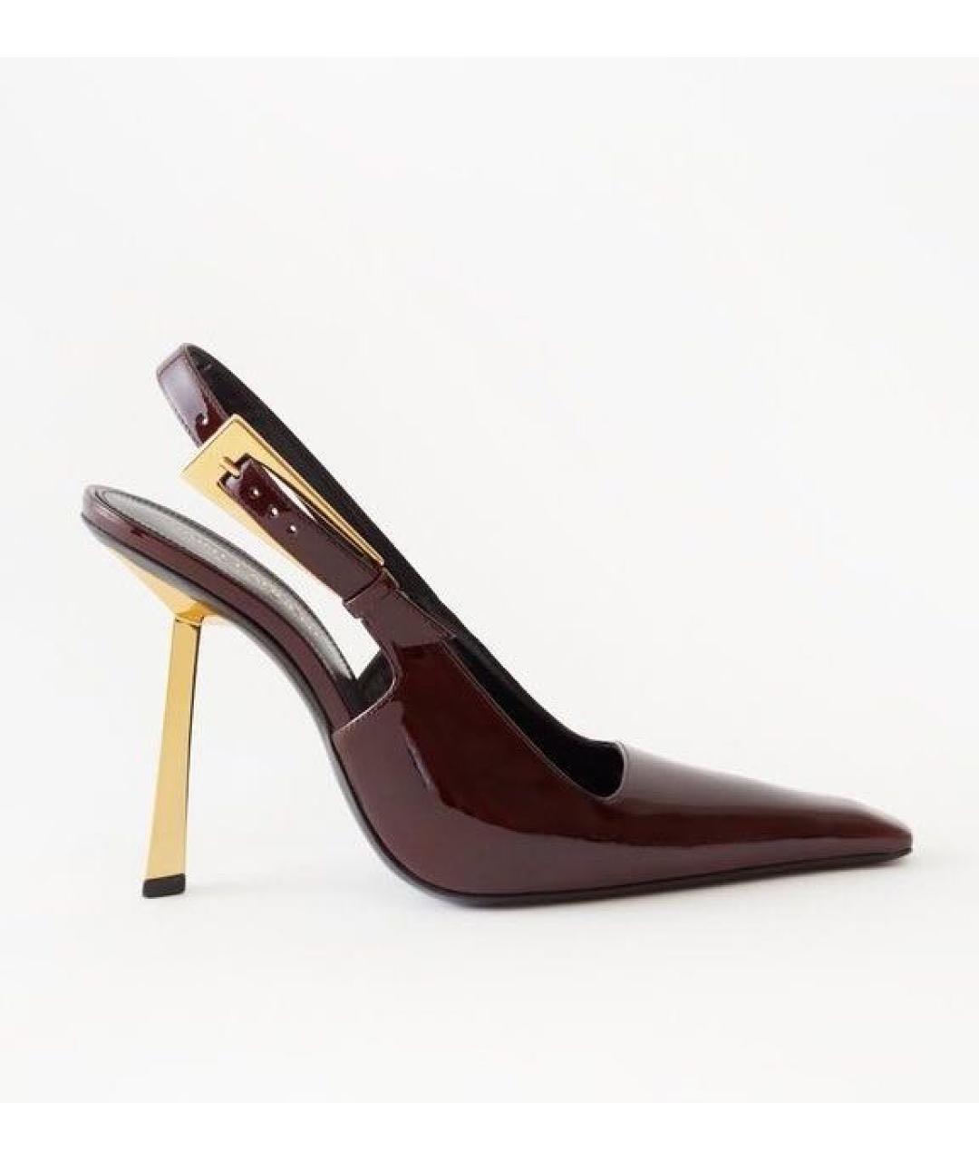 SAINT LAURENT Бордовые туфли из лакированной кожи, фото 3