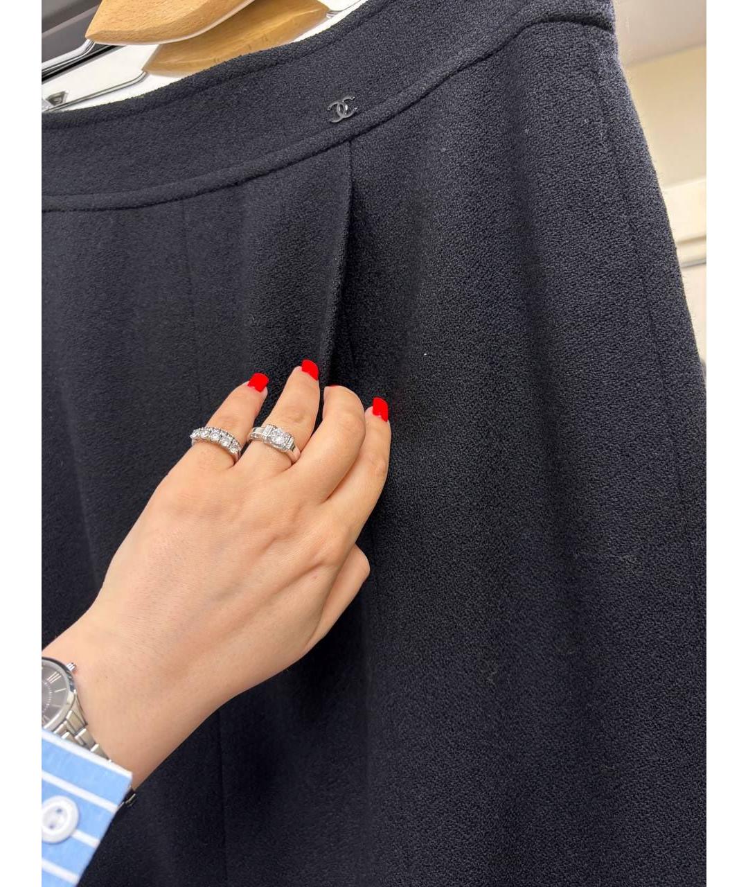 CHANEL Черная шерстяная юбка миди, фото 3