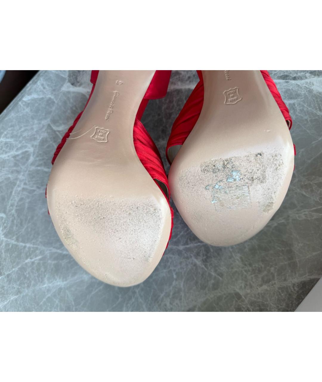 GIANVITO ROSSI Красные текстильные босоножки, фото 8