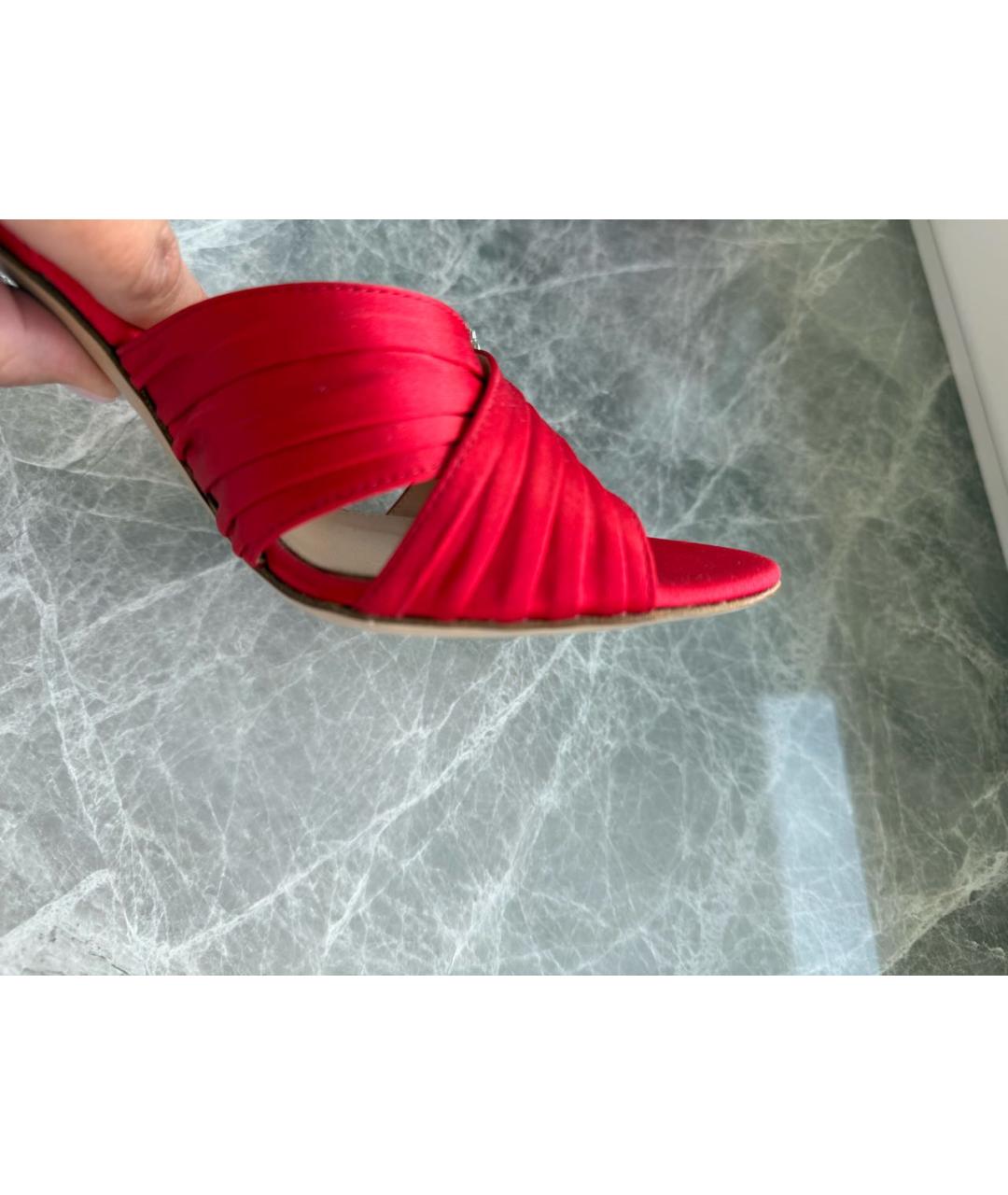 GIANVITO ROSSI Красные текстильные босоножки, фото 7