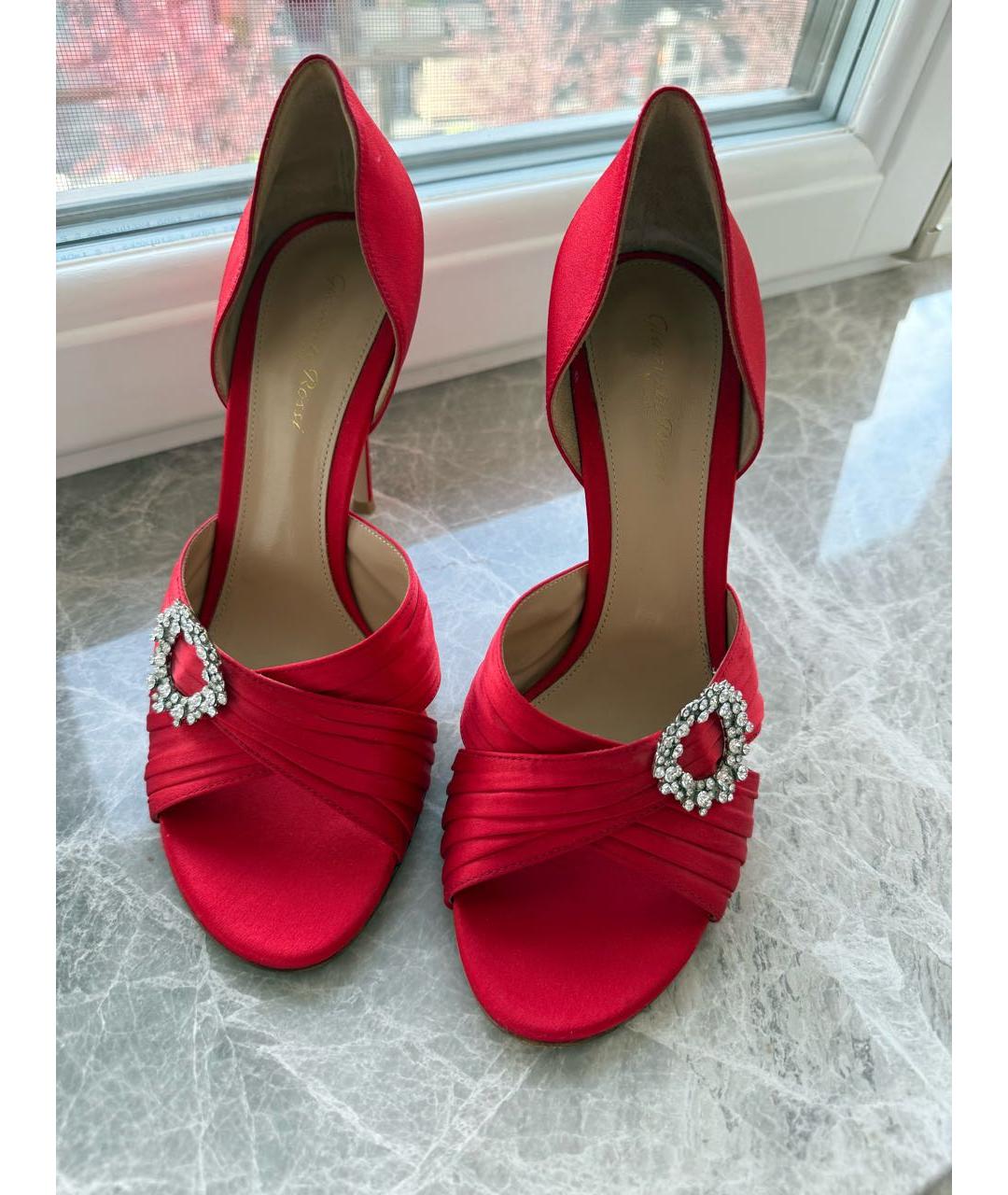 GIANVITO ROSSI Красные текстильные босоножки, фото 2