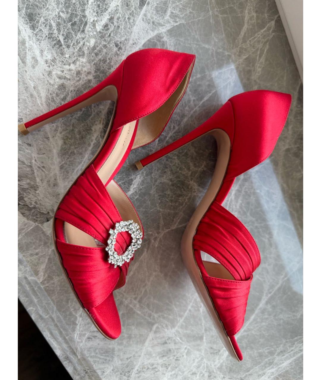 GIANVITO ROSSI Красные текстильные босоножки, фото 9