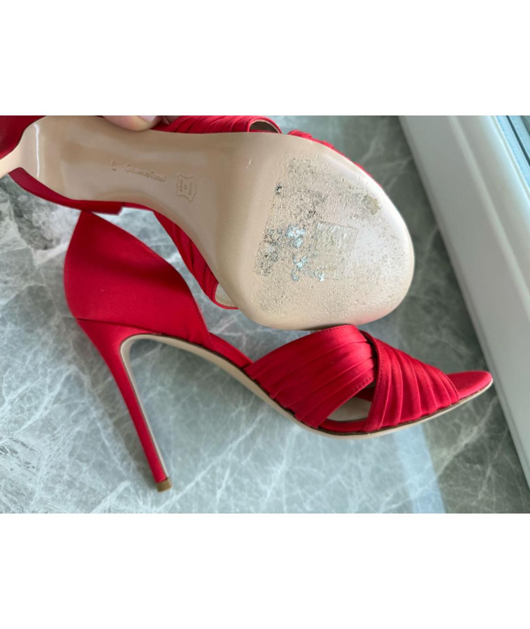 GIANVITO ROSSI Красные текстильные босоножки, фото 6